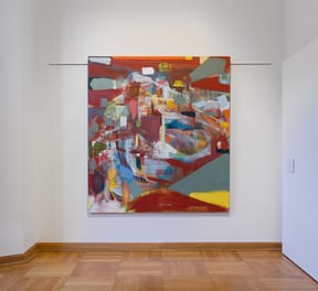 Michael Markwick, Satellite, 2016/17
Pigment, Bindemittel und Acryl auf Leinwand, 210 x 190 cm
Pigment, binder and acrylic paint on linen, 82,7 x 74,8 inches
